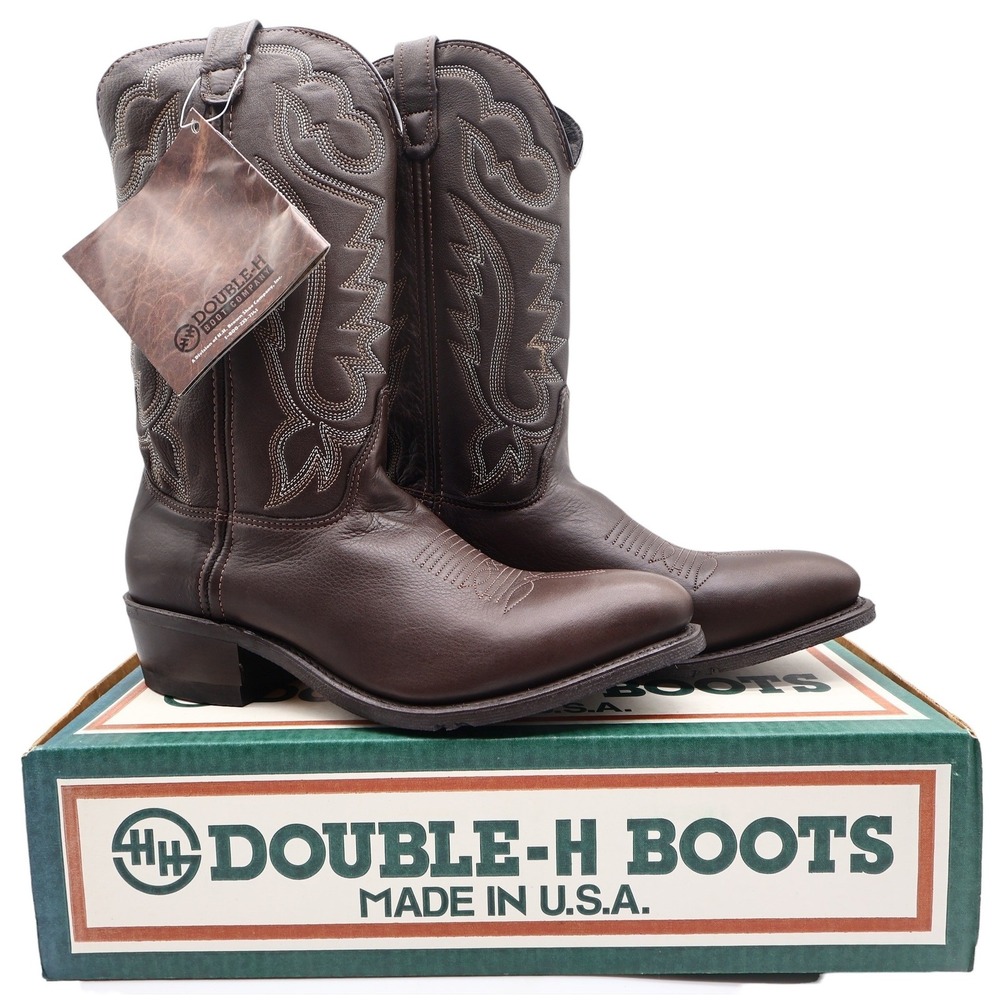 Double-H AG7 Work Western Boots Mens 10 D Vintage USA Brown Leather 3263 NWT